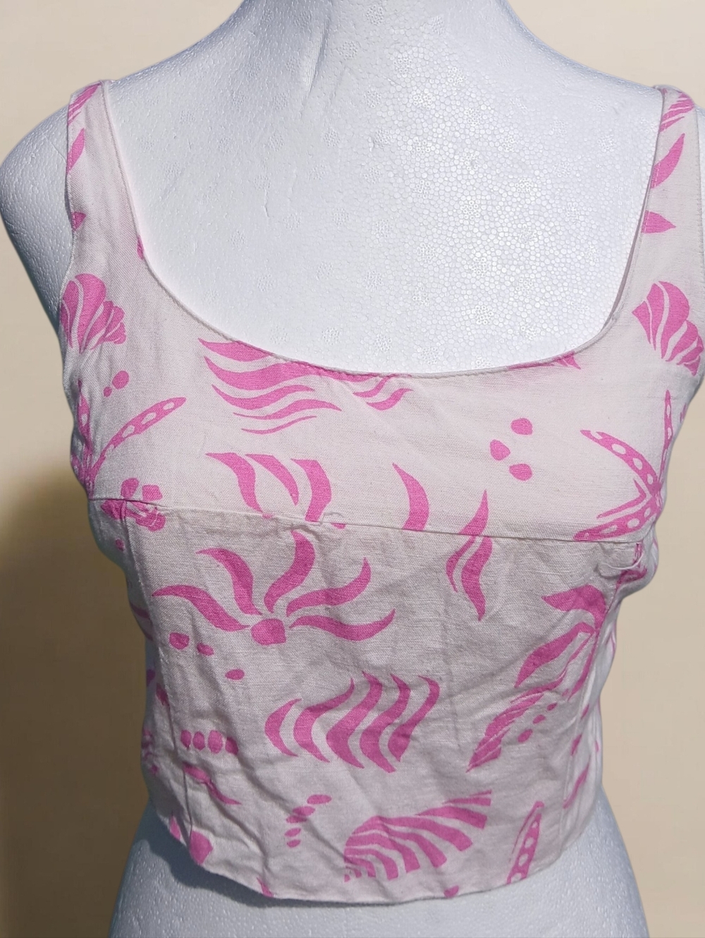 Nwot Midnight Sky Pink Patterned Summer Crop Tank Top Small